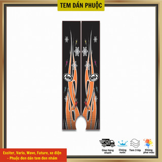 Tem dán phuộc xe điện, Exciter, Vario, Wave, Future - Mẫu tem LỬA sử dụng decal 3 lớp bề màu