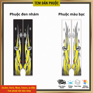Tem dán phuộc xe điện, Exciter, Vario, Wave, Future - Mẫu tem LỬA sử dụng decal 3 lớp bề màu