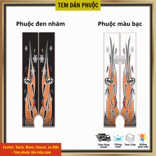 Tem dán phuộc xe điện, Exciter, Vario, Wave, Future - Mẫu tem LỬA sử dụng decal 3 lớp bề màu