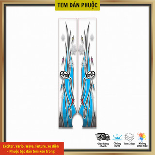 Tem dán phuộc xe điện, Exciter, Vario, Wave, Future - Mẫu tem LỬA sử dụng decal 3 lớp bề màu