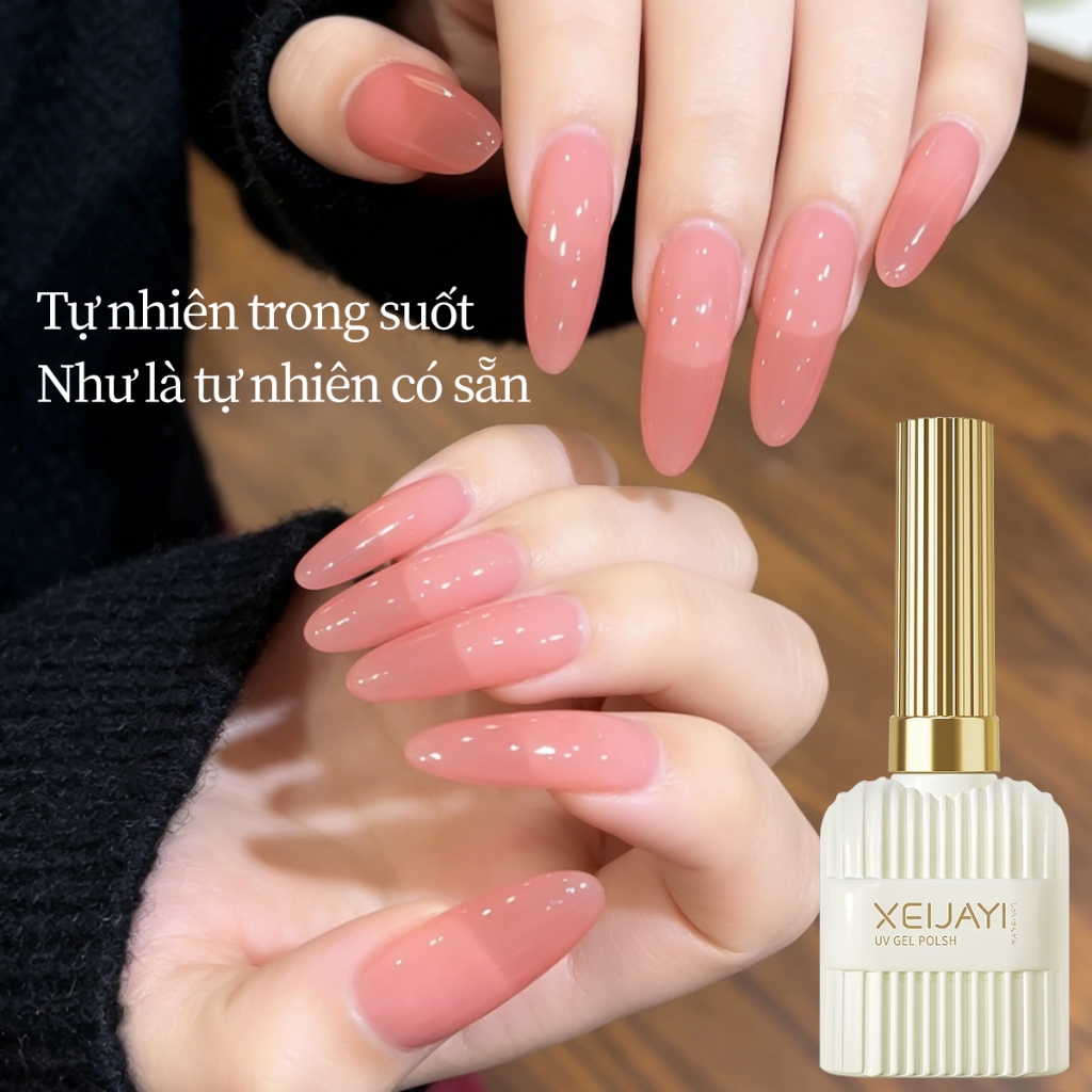 XEIJAYI 15ml - Sơn móng tay dạng gel màu hồng đào, độ bóng lâu trôi, thích hợp sử dụng hàng ngày.