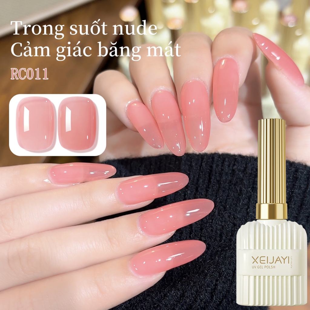 XEIJAYI 15ml - Sơn móng tay dạng gel màu hồng đào, độ bóng lâu trôi, thích hợp sử dụng hàng ngày.