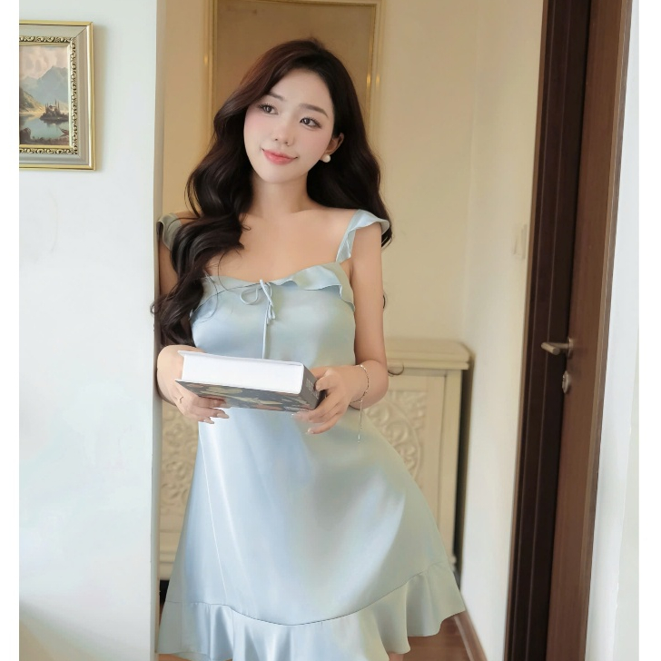 Váy Ngủ Lụa 2 Dây Cánh Tiên Cao Cấp – Đầm Ngủ Nữ Mềm Mại Sang Trọng MELLIEVA