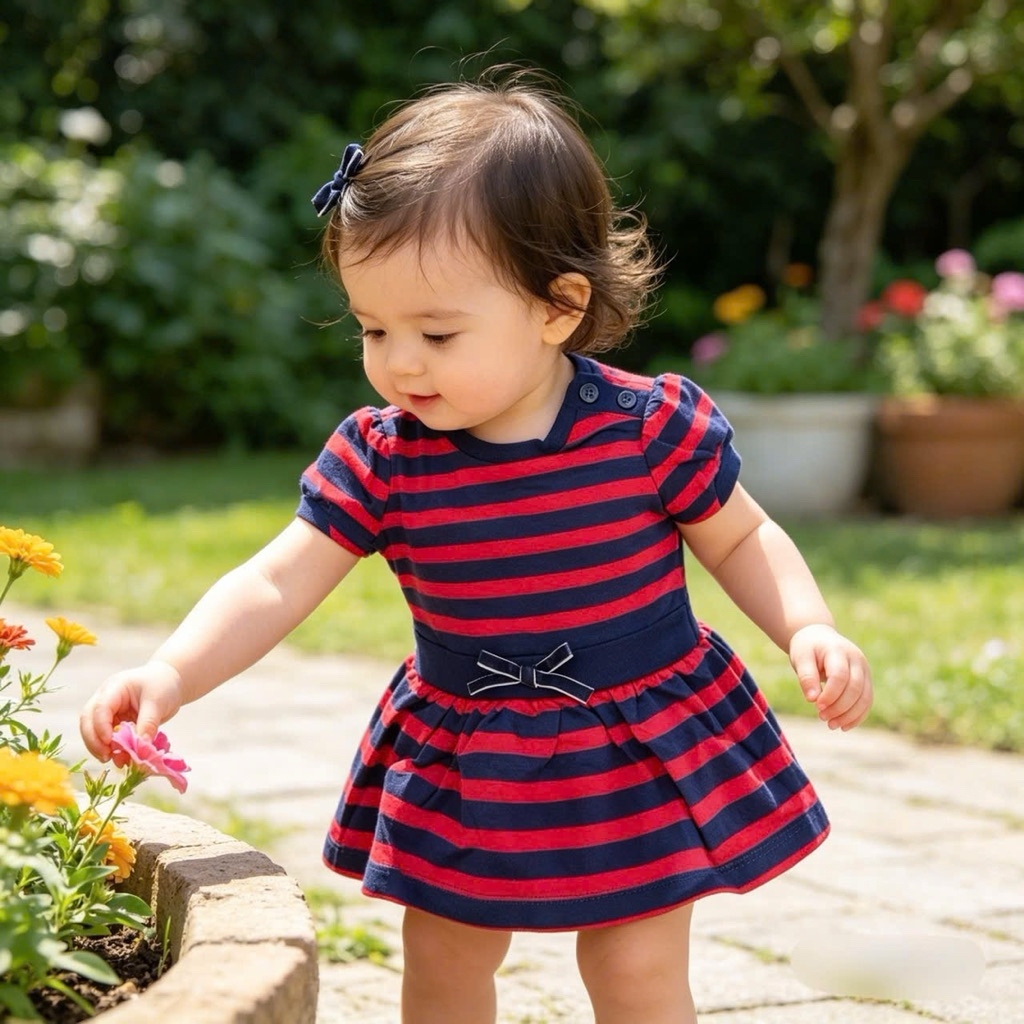 Váy Bé Gái Ngắn Tay Xuất Dư C5529 L071 – Đầm Xinh Cho Bé 3–36M (3–15kg), Mềm Mát, Dễ Thương