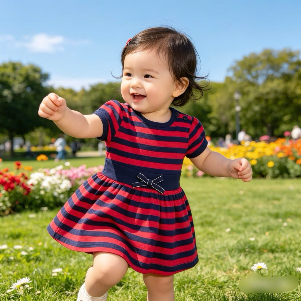 Váy Bé Gái Ngắn Tay Xuất Dư C5529 L071 – Đầm Xinh Cho Bé 3–36M (3–15kg), Mềm Mát, Dễ Thương