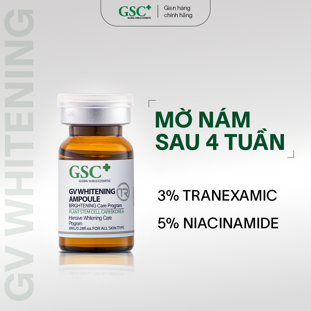 Tế Bào Gốc Dưỡng Trắng Da Mặt GSC Hàn Quốc GV Whitening Ampoule TR 8ml –Tế Bào Gốc Làm Sáng Da, Mờ Nám - GC086A