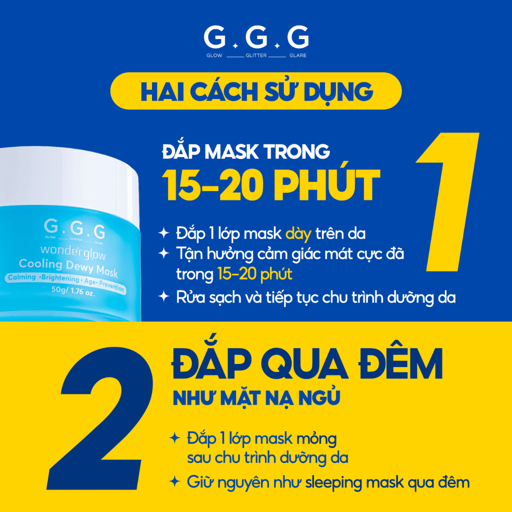 [HÀNG TẶNG] Mặt Nạ Hạ Nhiệt GGG - Làm Dịu Da Ửng Đỏ, Dưỡng Trắng Sáng & Mờ Thâm Sạm G.G.G Cooling Mask 10g
