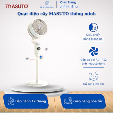 Quạt Điện Cây Masuto Thông Minh AI Điều Khiển Bằng Giọng Nói Quạt Mát Ion Âm Bổ Sung Oxy Điều Hòa Không Khí Remote Từ Xa