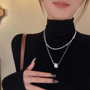 HOLIE Vòng cổ hai lớp, khí chất thời trang và mới, dây chuyền xương đòn thanh lịch và tiên tiến DC6