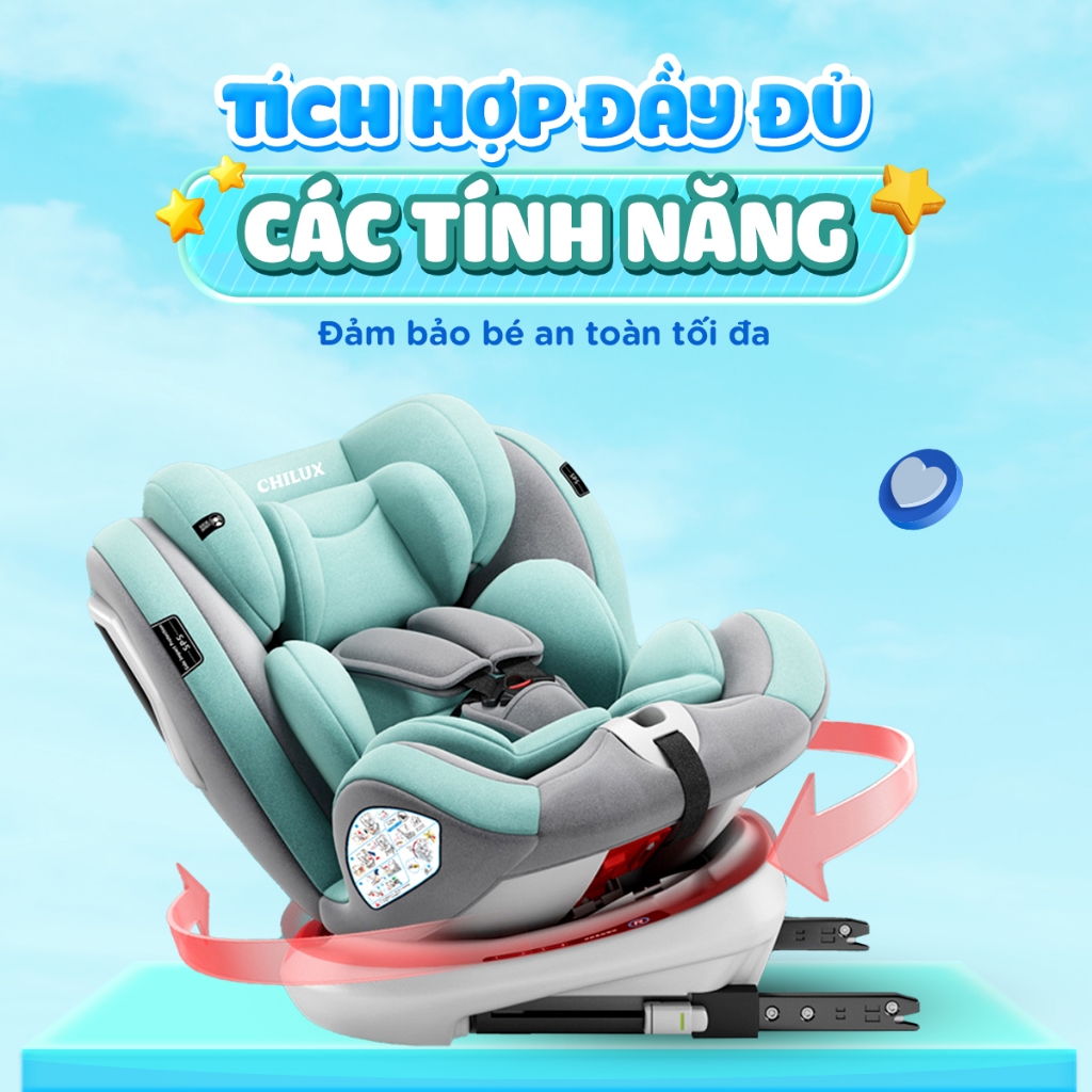 Ghế ngồi ô tô cho bé CHILUX ROY 360 l CS008 NEW - An toàn, thông minh, đồng hành cùng bé trên mọi nẻo đường
