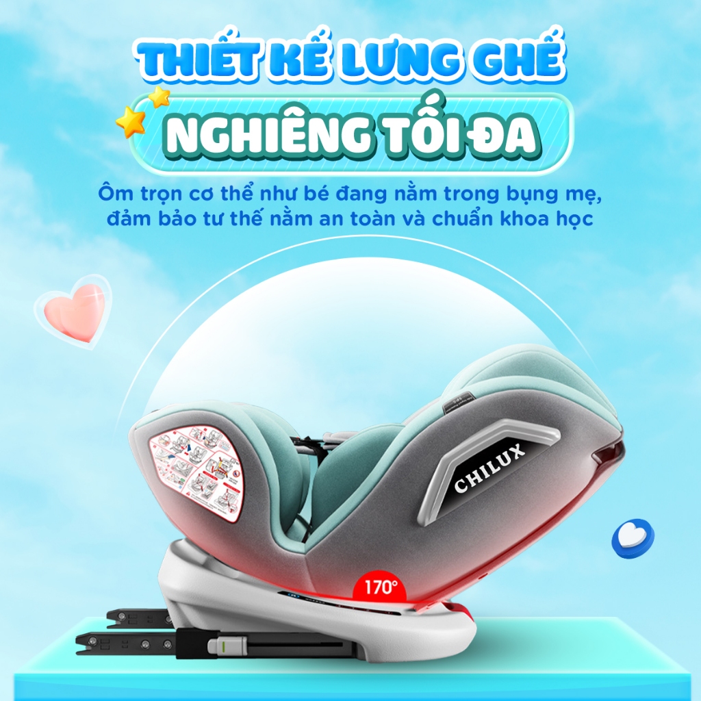 Ghế ngồi ô tô cho bé CHILUX ROY 360 l CS008 NEW - An toàn, thông minh, đồng hành cùng bé trên mọi nẻo đường
