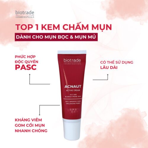 Kem Chấm Mụn Biotrade Acnaut Active Cream 30ml giảm mụn sưng - bọc - chưa lên nhân & ngừa thâm mụn