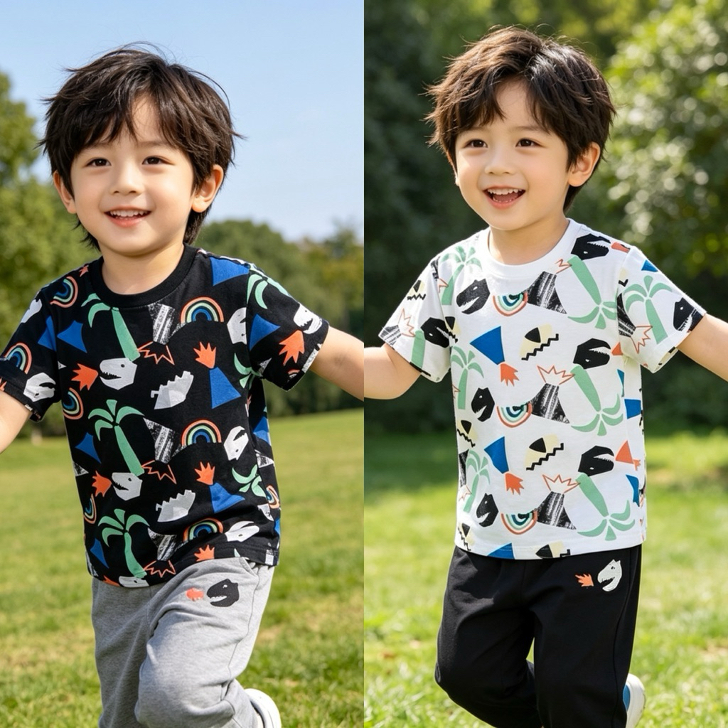 Set Bộ Bé Trai Khủng Long Hàng Dư Xịn Size 12-25kg – Đồ Bộ Trẻ Em Thoáng Mát C6790 C1011