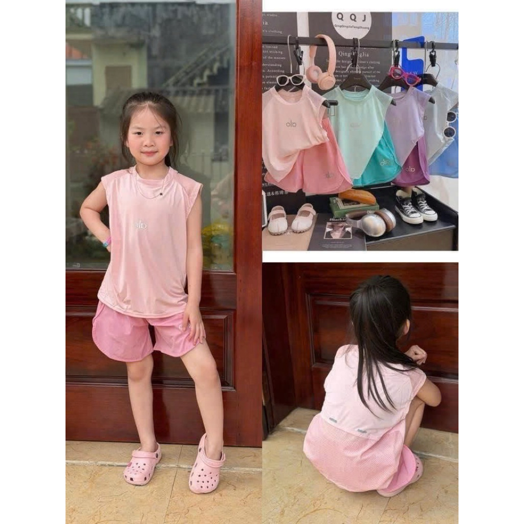 (Order) Bộ quần áo sát nách dáng thể thao thông hơi vải mát dành cho bé trai - bé gái