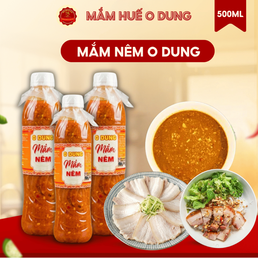 [Chai 500ml] Mắm Nêm Pha Sẵn Chai Xay Nhuyễn Gia Vị Vừa Ăn Tiện Lợi Đặc Sản Huế Mắm Huế O Dung