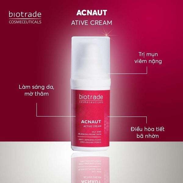 Kem Chấm Mụn Biotrade Acnaut Active Cream 30ml giảm mụn sưng - bọc - chưa lên nhân & ngừa thâm mụn