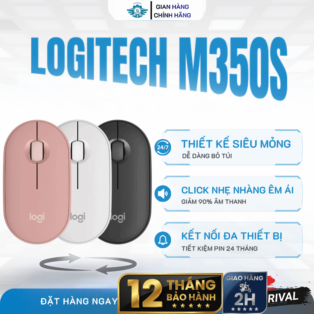 [🔰Chính Hãng] Chuột Bluetooth Không Dây Logitech M350s - Mỏng Nhẹ, Yên Tĩnh, Pin Bền Bỉ, Đa Thiết Bị | BigBuy360 - bigbuy360.vn