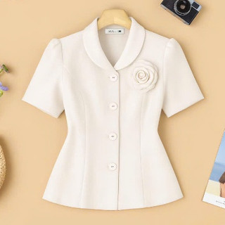 Áo Vest Nữ Trung Niên Cao Cấp – Áo Kiểu Tay Ngắn Thiết Kế Đính Hoa Sang Trọng, Form Tôn Dáng - Anh Thư Shop (AT44)