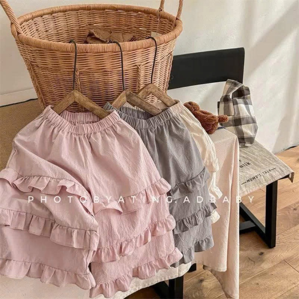 (Order) Bộ quần áo 2 dây hở lưng kèm quần chất gió nhăn mát mẻ ống xuông mùa hè cho bé gái