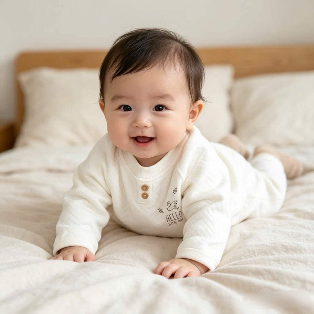 Áo Dài Tay Thu Đông Trẻ Em D100 Cotton Xốp Dày Mịn Cho Bé 3–36 Tháng (6–15kg) Co Giãn Thoáng Khí