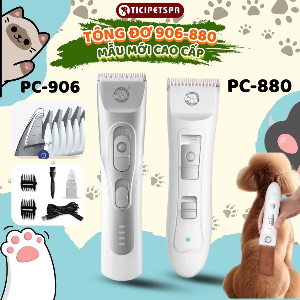 Tông Đơ Cắt Tỉa Lông Chó Mèo PC-880, Tông Đơ Mạnh Mẽ 7W, Pin Trâu 1200 mAh Chuyên Dụng Cho Các Giống Chó Lớn - Ticipet