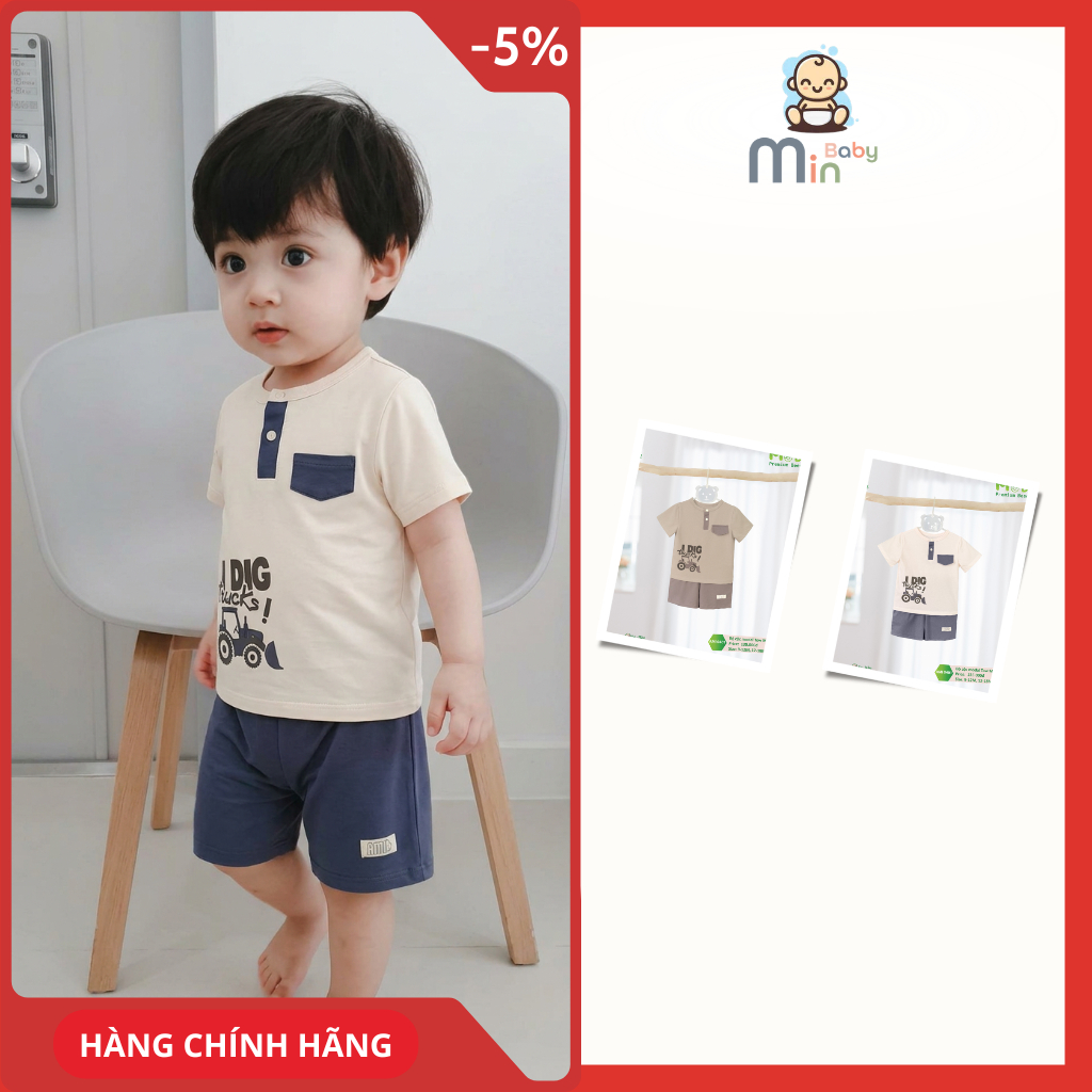 Bộ Cộc Bé Trai Anminaza Vải Modal Thoáng Mát Thấm Hút - Hàng Chính Hãng AMI0401