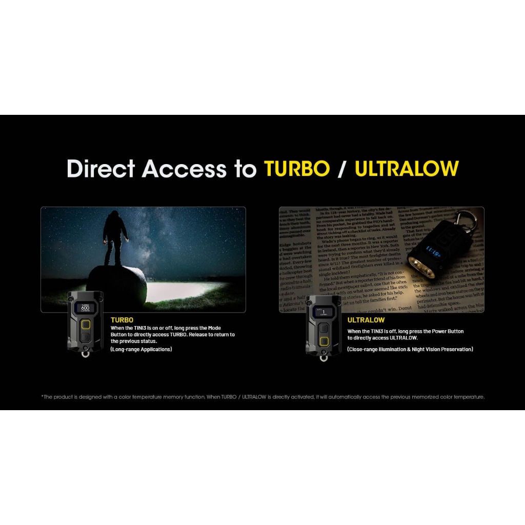 Đèn pin móc khóa mini NITECORE TINI 3 (600 LUMEN) - MÀU ĐEN
