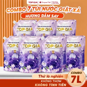 Nước Giặt Xả TopGia Hương Đắm Say Làm Sạch Vết Bẩn, Dịu Nhẹ Lành Tính, Lưu Hương 72H, Túi 1L