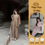 Bộ đi chùa cách tân MPB cổ V tay bồng dài vải đũi xước Pháp phục lễ chùa đính cúc bọc đũi mềm mịn