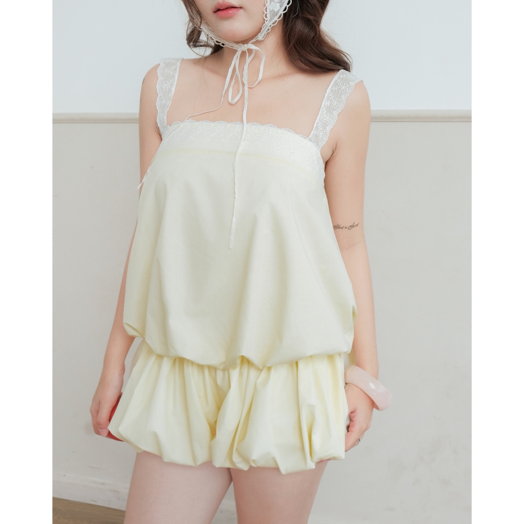 Jumpsuit Nữ TADDI Hai Dây Ren Dáng Tùng Bí Dễ Thương SECODEE