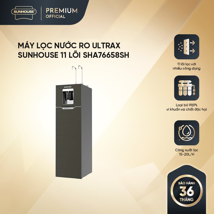 [LẮP ĐẶT TOÀN QUỐC] Máy lọc nước RO UltraX SUNHOUSE 11 lõi SHA76658SH - 4 chế độ nước: Nóng-Lạnh-RO-Gấp đôi Hydrogen