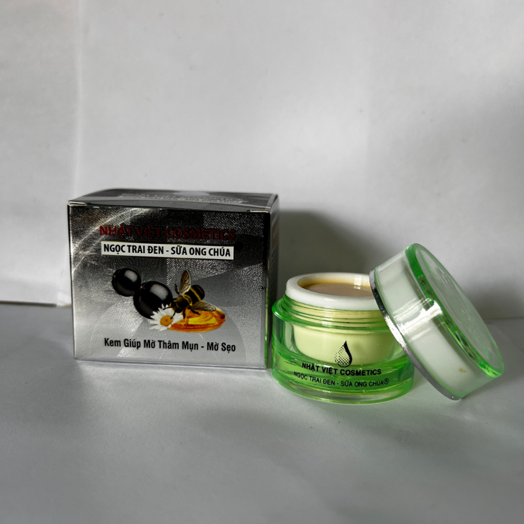 Kem Mụn Thâm Mờ sẹo Giảm nhờn Ngọc Trai Đen Sữa ong chúa Nhật Việt V3 6g (Xám)