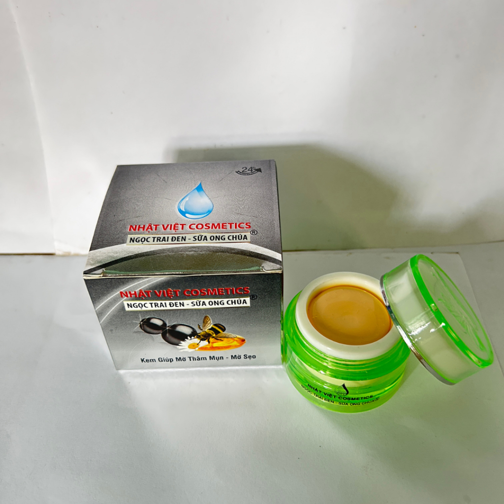 Kem Mụn Thâm Mờ sẹo Giảm nhờn Ngọc Trai Đen Sữa ong chúa Nhật Việt V3 6g (Xám)