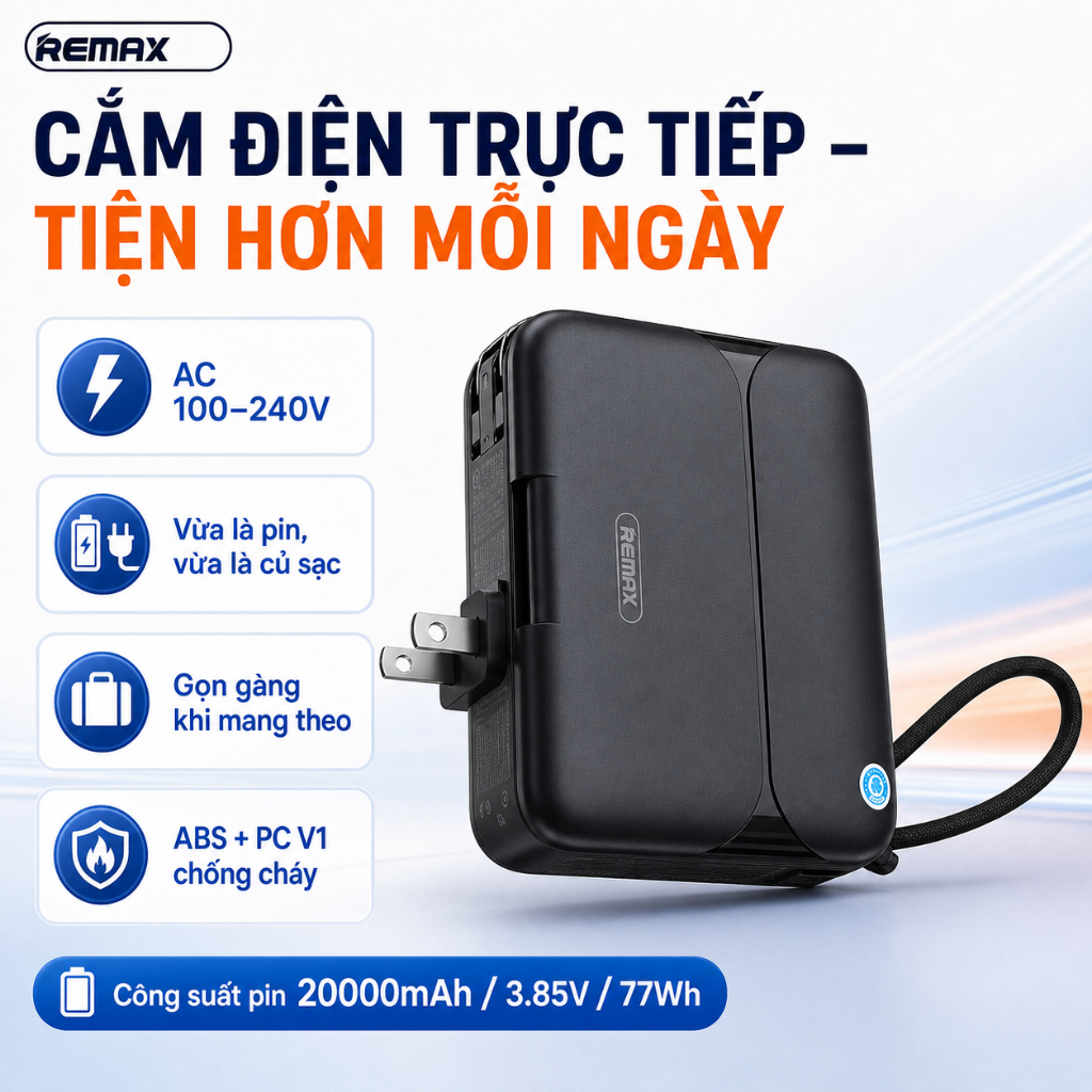 Pin sạc dự phòng đa năng REMAX RPP-553 20000mAh Sạc Nhanh 27W 3C - Bảo Hành 12 Tháng 1 Đổi 1
