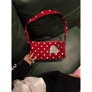Túi xách GIRLS' HEART Chấm Bi Silk Velvet Retro Nữ - Fullbox (auth)