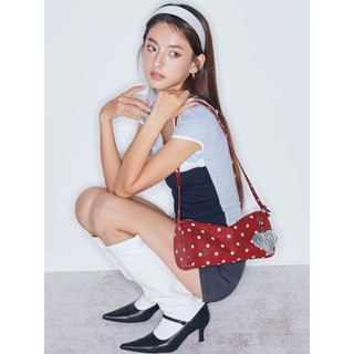 Túi xách GIRLS' HEART Chấm Bi Silk Velvet Retro Nữ - Fullbox (auth)