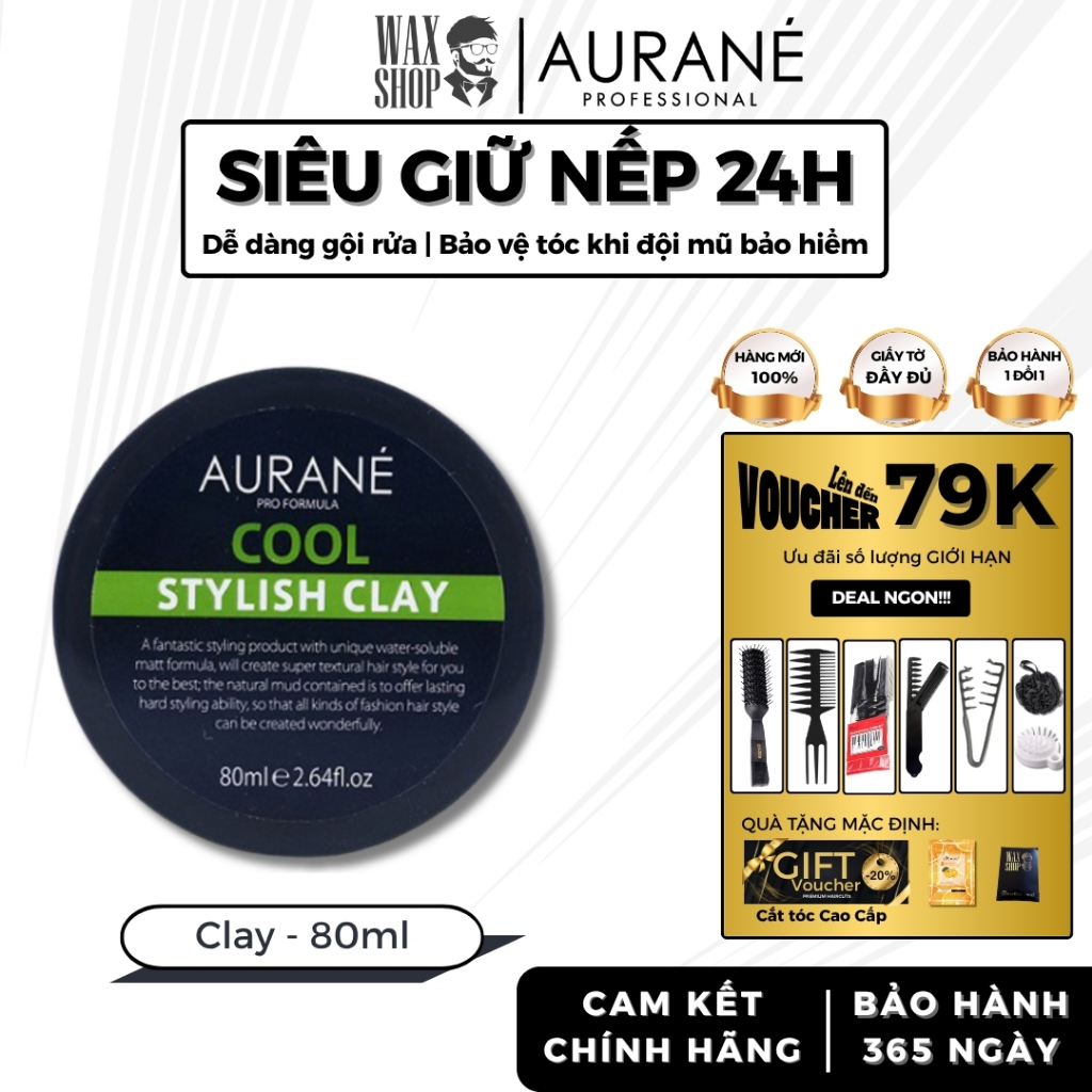 Sáp Vuốt Tóc Nam Aurane Cool Stylish Clay Chính Hãng - Bảo Hành 180 Ngày - Kèm Quà Tặng - Waxshop