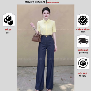 Q51 - Quần Suông Công Sở Nữ Cao Cấp MindyDesign - Quần Tây Ống Suông Cạp Cao Hack Dáng, Chất Vải Đanh Mịn Không