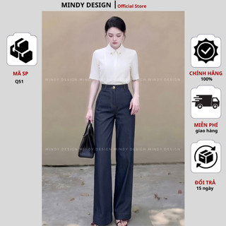 Q51 - Quần Suông Công Sở Nữ Cao Cấp MindyDesign - Quần Tây Ống Suông Cạp Cao Hack Dáng, Chất Vải Đanh Mịn Không