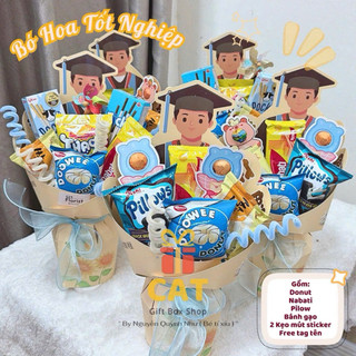 ( Mua sl inb) Bó hoa bánh kẹo tốt nghiệp dễ thương – quà tặng tốt nghiệp - Quà tặng tốt nghiệp cho lớp ,trường