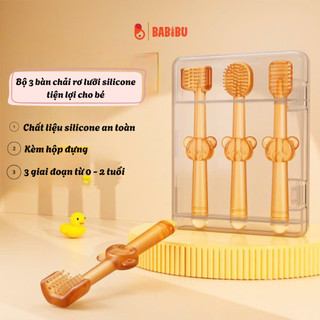 Set rơ lưỡi và bàn chải silicon cao cấp, an toàn cho bé từ 0 tới 18 tháng
