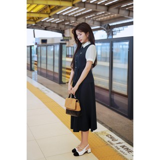 Áo Kiểu Nữ Sơ Mi LAMER FASHION Ngắn Tay Nơ Eo Phối Tay Phối Chân Váy Công Sở Xoè Chun Sau HSD O61H26H010 O62L26Q006