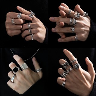 Nhẫn nam set nhẫn titan không gỉ phong cách cổ điển thời trang Pun hiphop âu mỹ nhiều kiểu dáng - Nhẫn Tổng Hợp