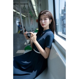 Đầm Công Sở Dáng Xòe LAMER FASHION Cộc Tay Cổ Đức Phối Đai Eo Thanh Lịch GMMH O63L26H007