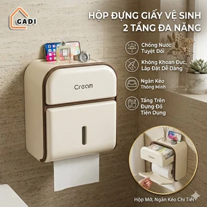Hộp giấy vệ sinh treo tường 2 ngăn, hộp giấy vệ sinh đa năng chất liệu PP cao cấp sang trọng,chống nước