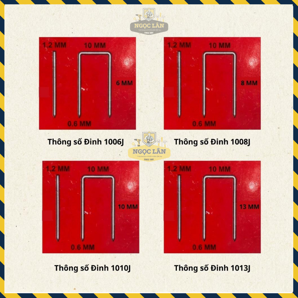 [Combo 5 Hộp] Đinh U Công Nghiệp Tự Lực 1006J-1008J-1010J-1013J Dùng Cho Máy Bắn Ghim Khí Nén
