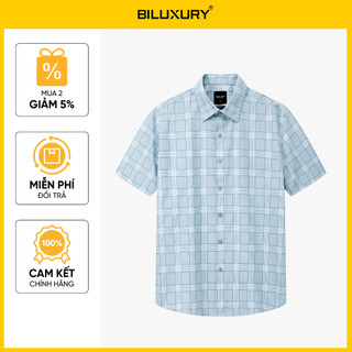 [T7_SALE 20%_HT] Áo Sơ Mi Ngắn Tay Nam 1SMCC618XAH Biluxury Form Casual Thiết Kế Caro Kháng Khuẩn Bền Màu