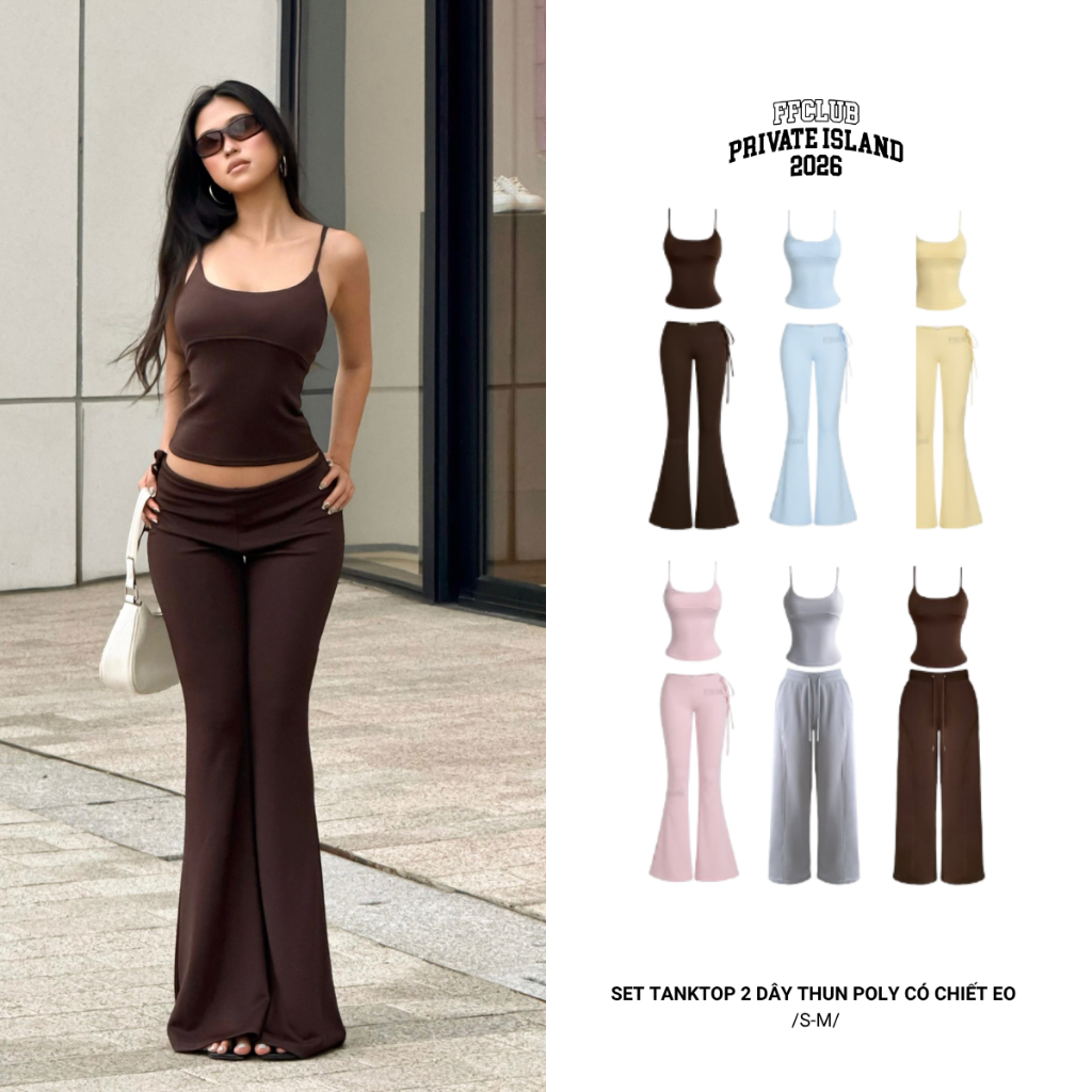 [CÓ MẪU MỚI] Set Tanktop 2 Dây thun Poly có Chiết eo FFCLUB
