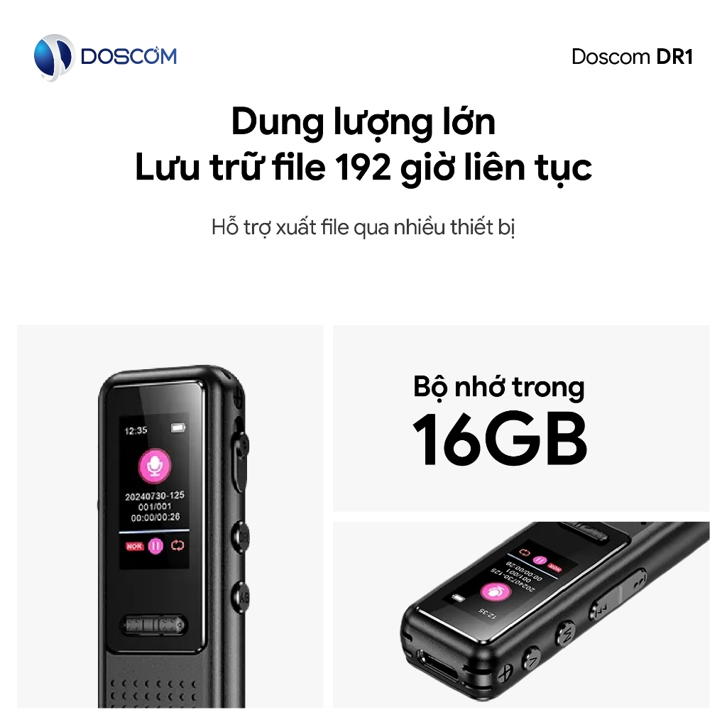 Máy Ghi Âm Mini DR1 16GB Chính Hãng – Siêu Nhỏ Gọn, Ghi Âm Liên Tục 30 Giờ, Lưu 192H, Có Tai Nghe