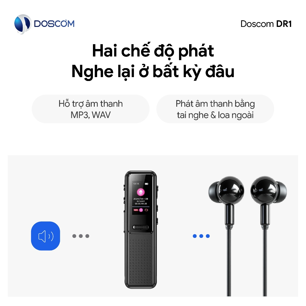 Máy Ghi Âm Mini DR1 16GB Chính Hãng – Siêu Nhỏ Gọn, Ghi Âm Liên Tục 30 Giờ, Lưu 192H, Có Tai Nghe